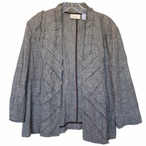 Chico's Pleated Open Front Linen Cotton Blend Cardigan Blazer Size Large